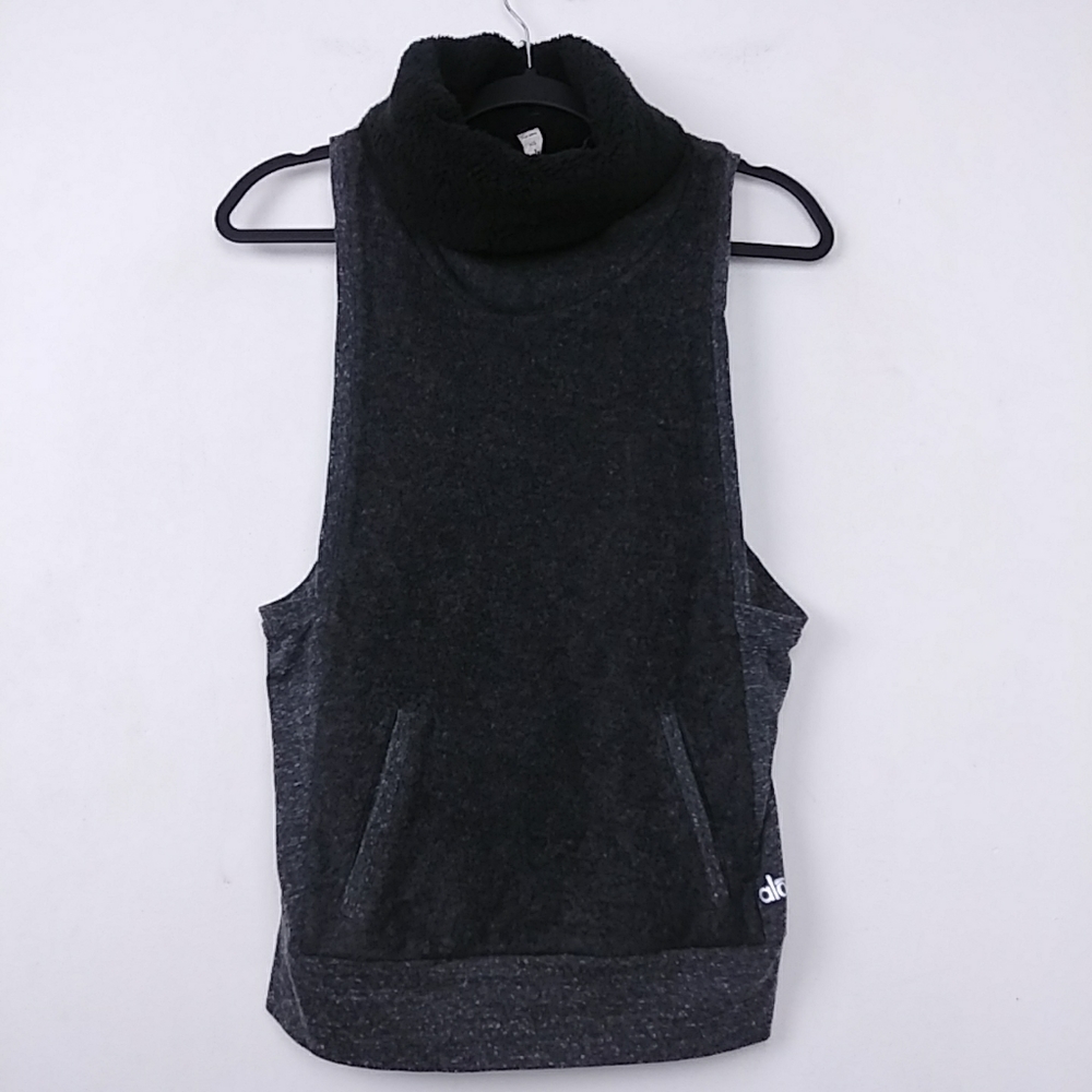 Alo Yoga Charcoal Turtleneck Tank Fleece Lined XS